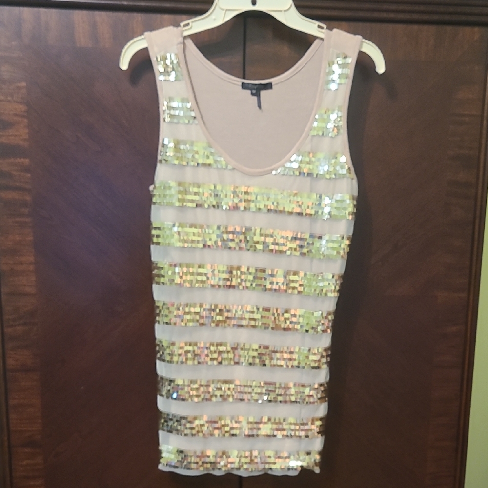 Glamorous Beige Sequin Tank Top